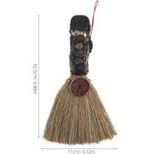 Small Natural Crystal Broom Pendant for Halloween Witches Broom Home Décor
