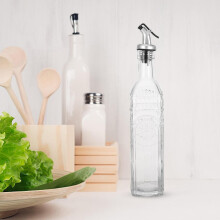 Kreativ utskåret glassoljeflaske med automatisk åpning og lukking, dryppfri tut, 500 ml