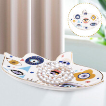 Piatto portagioie in ceramica, piccolo vassoio multifunzionale riutilizzabile, elegante piatto da scrivania con texture fine