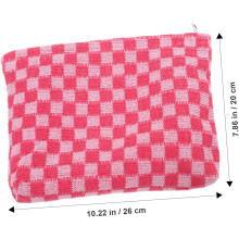 Trousse de toilette tricotée à carreaux, grande capacité, pochette de voyage avec fermeture éclair pour femmes