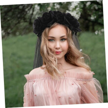 Halloween-Gothic-Blumenkrone, Schleier, Rosenstirnband für Cosplay-Kostüm-Accessoire