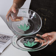 Salatteller aus Glas mit frischem Druckdesign, glatten Kanten, sorgfältiger Verarbeitung, verschiedene Ausführungen