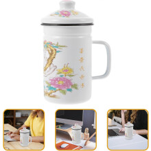 Emaillierte Teetasse mit Henkel und Teesieb, 0,6 l, emailliertes Material, hitzebeständig