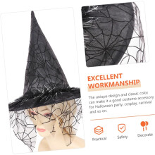 Black Mesh Witch Hat Halloween Costume Accessory Cosplay Fancy Party Hat One Size