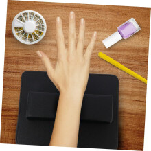 2pcs Manicure Hand Pad Pu Leather Cushion Long Rectangular Shape Texture Washable Hand Rest Pad