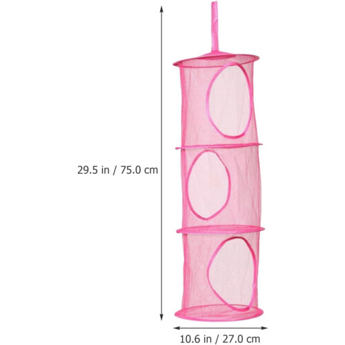 Hanging Mesh Storage Bag 3 Tier Organizer Multi-layer Design Polyester Fabric Space Saving 1