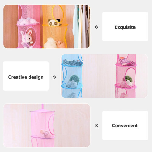 Hanging Mesh Storage Bag 3 Tier Organizer Multi-layer Design Polyester Fabric Space Saving 2