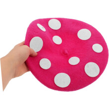 Mushroom Beret Headgear Kawaii Felt Hat for Halloween Costume Party Adult Boys and Girls Mushroom Cap Cosplay Accessory