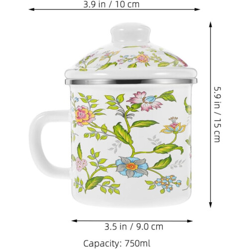 750 ml Emaille-Kaffee-/Teebecher mit rutschfestem Griff – formstabil und robust