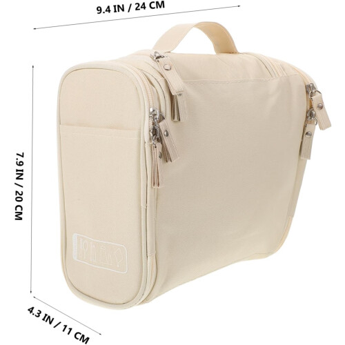 Large Capacity Toiletry Bag with Smart Compartments for Efficient Makeup and Essentials Storage Beige 1