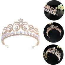 1Pc Elegant Baroque Bridal Headdress Crown Pearl Rhinestone Hair Decoration