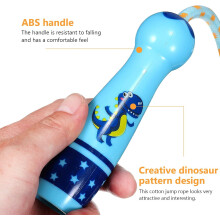 Corde à sauter en coton ajustable à motif dinosaure avec sac imperméable
