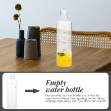 Botella de agua portátil de 500 ml de gran capacidad, de plástico, con escala de tiempo.