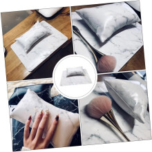 Conjunto de almohada reposabrazos para manicura y almohadilla para decoración de uñas, cojín de mano plegable de mármol blanco.