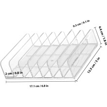Soporte organizador de paletas de maquillaje de acrílico con 7 compartimentos, 12,5 x 17 cm.