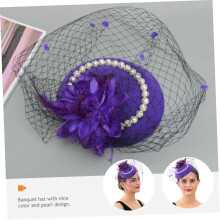 Chapeau bibi rétro en résille et plumes pour femme, idéal pour un mariage.