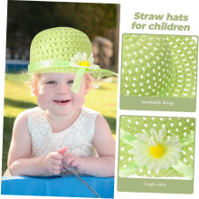 Sunshade Straw Hat and Cute Beach Bag Set for Vacation Fruit Green Summer Sun Hat