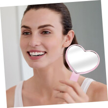 Espejo de maquillaje de mano con forma de corazón para el baño de niñas y para usar en el aula.