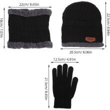 Winter-Set: Strickmütze, Touchscreen-Handschuhe, fleecegefütterter Schal – Accessoires für kaltes Wetter für Damen und Herren
