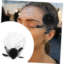 Damen-Fascinator-Hut, Schleier, Hochzeits-Braut-Kopfschmuck, Dekoration, Haaraccessoires für Damen, Schwarz