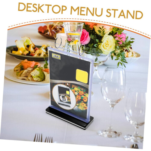 Menu Holder Display Stand A5 Vertical PVC Desktop Sign Holder with Base Menu Display Rack 2