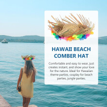 Hawaiian Lei Straw Hat Men’S Beachcomber Sun Hat with Floral Wreath Summer Party Costume Accessory