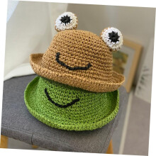 Sombrero de paja infantil, bonito, hecho a mano, para exteriores, playa, protección UV, para niños y niñas de 48-50 cm, color caqui.