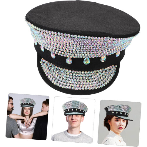 Καπέλο Captain Sailor με στρας για πάρτι Cosplay, ελαφρύ στρατιωτικό καπέλο 1