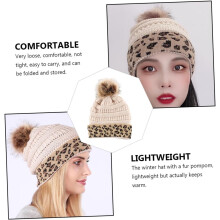 Cappello caldo lavorato a maglia con motivo leopardato, cappello invernale delicato, berretto decorativo lavorato a maglia