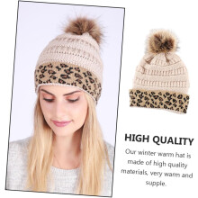 Warm Knitted Hat Leopard Pattern Delicate Winter Hat Decorative Knitted Beanie