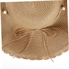 Large Brim Khaki Pearl Sun Chapéu para Mulheres Verão Praia Palha Chapéu Proteção UV Bloque