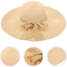 Cappello da donna pieghevole con ampia tesa, in cotone, lino e paglia, ideale per la spiaggia e le attività estive all'aperto.