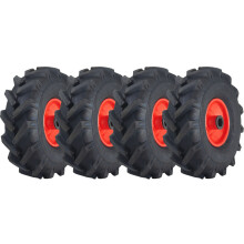 3.00x4 Open Centre Cleated Rotovator Lug Tyre 25mm Roller Bearing Rim (Set of 4)