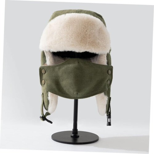 Windproof Thickened Cotton Winter Hat with Ear Flaps and Mask, Warm Plush Trapper Cap 2