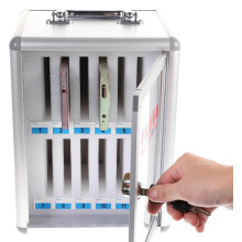 Coffret de rangement mural en alliage d'aluminium pour téléphone portable avec serrure à 12 emplacements