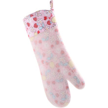 Gant de cuisine en silicone résistant à la chaleur, gants de cuisine pour micro-ondes, intérieur en coton doux, gant de cuisson simple rose