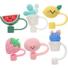 Lot de 6 embouts de paille réutilisables en silicone, non lavables