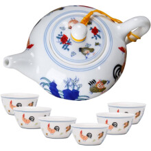 Traditional Chicken Cup Teapot 7-Piece Ceramic Tea Pot Set Anti-Scald Handle and Fine Filter