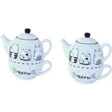 Cat Tea 2 Sets Cat Teapot Cup Tea Canister Chinese Traditional Teapot Decorative Teapot Vintage Tea Cups