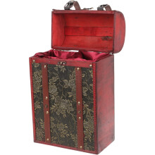 Boîte à vin double en bois rétro, boîte à vin rustique en bois, support pour 2 bouteilles pour Noël, Thanksgiving, anniversaires