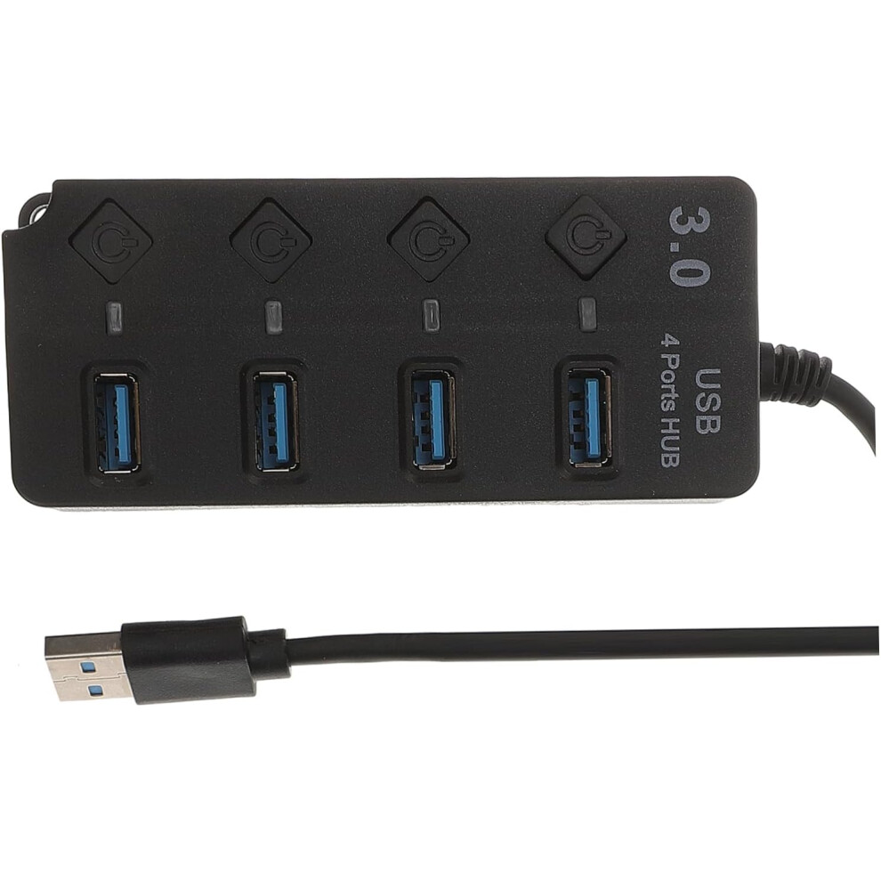 Hub Port Splitter With Independent Power Cable Expansion Transfer Hub For Fast Data Transfer For Laptops Black 5426217856400