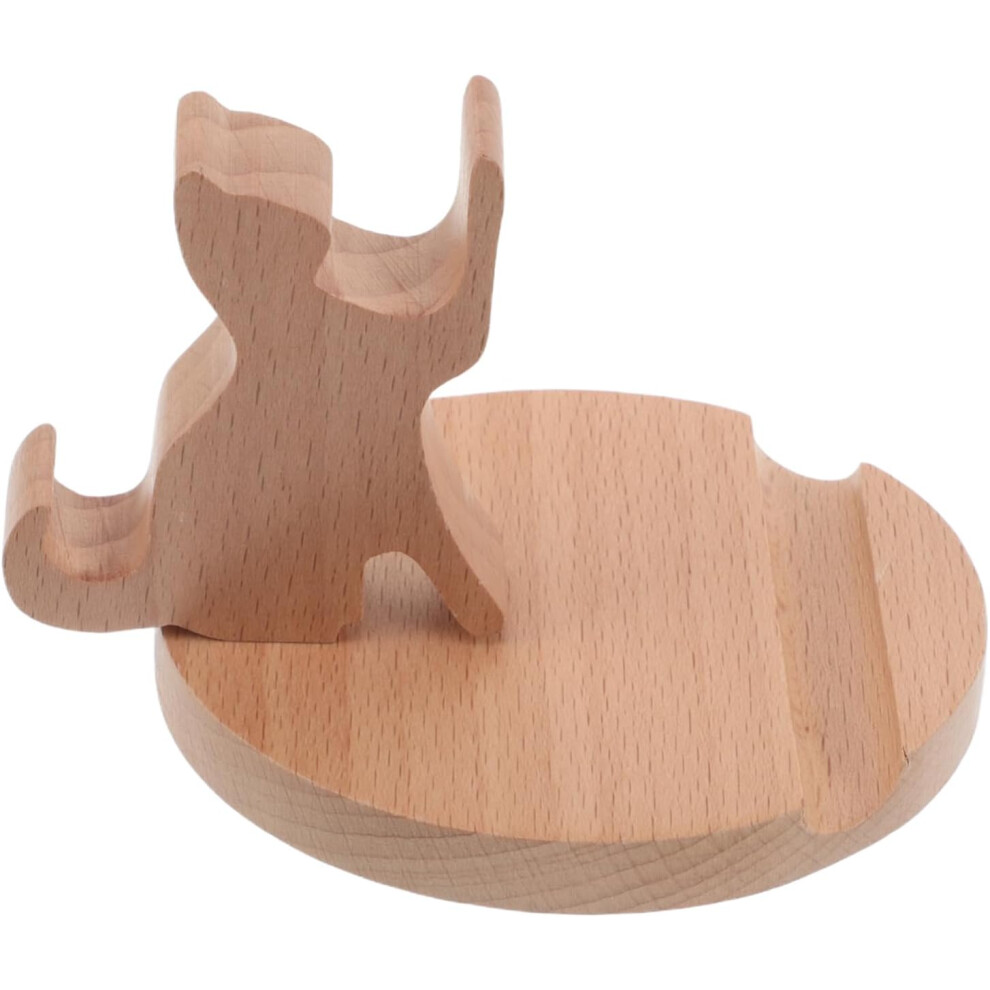 Stable Desktop Phone Stand Wooden Animal Phone Bracket Smart Phone Holder Mobile Phone Cradle Desk Organizer Beige 7426217834468