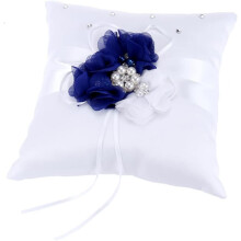Wedding Ring Pillow Ring Pillow for Wedding Elegant and Pearl Decor Compact Size Blue White