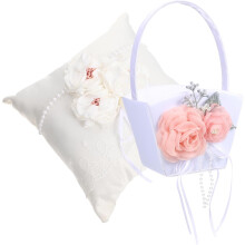 Wedding Handmade Flower Basket Pillow Set 2 Pack Skin-friendly Decorative Flower Girl Basket