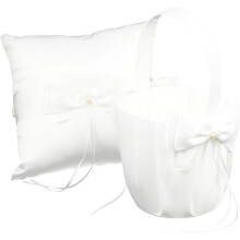 2pcs Rhinestone Ring Pillow Basket White Pillow Ring Pillows for Wedding Modern Ring Pillow Satin Pillow