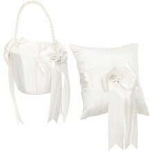 Flower Baskets for Wedding Ring Pillow Set 2pcs Ring Pillow Flower Basket for Flower Girl at Ceremony