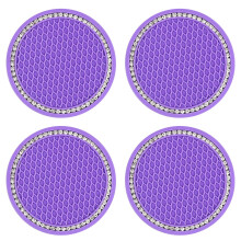 Posavasos de silicona para portavasos de coche con diamantes de imitación – Paquete de 4