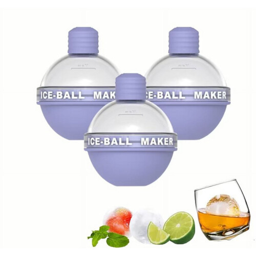 Clear Ice Ball Maker Silicone Mold 2.5 Inch 3 Pack