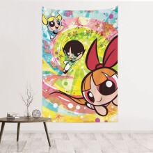 Tapisserie murale Powerpuff Girls en polyester imperméable, taille unique