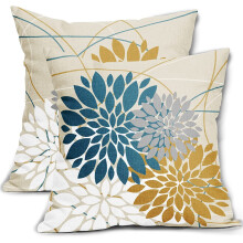 Housse de coussin Dahlia en lin 50 x 50 cm (lot de 2)